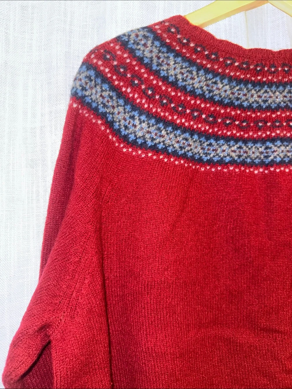 Eddie Bauer 100% Lambs Wool | Women’s Red Fair Isle Yoke Sweater XXL